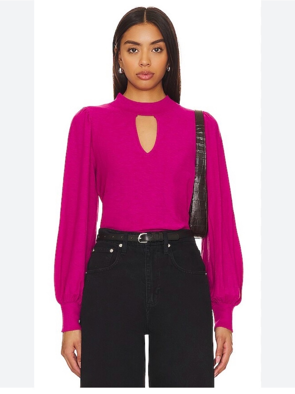 Nation LTD Shelby Cut Out Tee in Miss Magenta Top L Clean Girl Y2K Electic